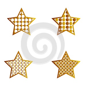 Golden gradient colored star illustration set