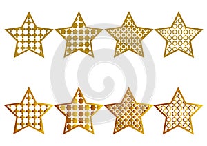 Golden gradient colored star illustration set