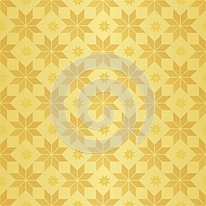 Golden gradient seamless pattern with vintage flowers