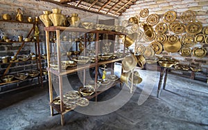 The golden grass capim dourado objects, made by locals in the town of Mumbuca, Jalapao Brazil.