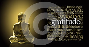 Golden Gratitude Meditating Buddha Banner photo