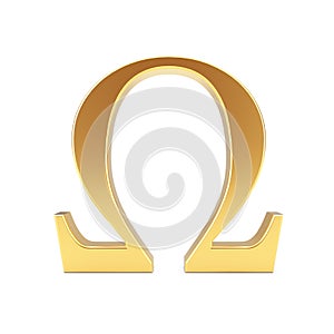 Golden Greek Omega Letter Symbol. 3d Rendering photo
