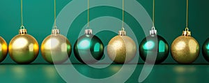 golden and green christmas ball decoration AI generated