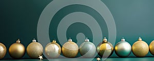 golden and green christmas ball decoration AI generated