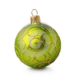 Golden green Christmas ball