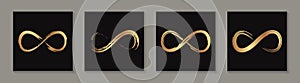 Golden grunge infinity signs on a black background