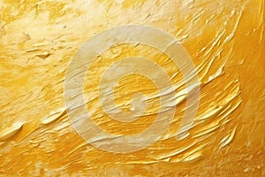 Golden grunge texture. Old textured wall painted with gold color. Yellow glitter background