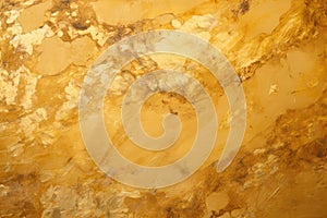 Golden grunge texture. Old textured wall painted with gold color. Yellow glitter background