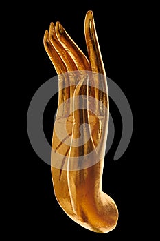 Golden hand of Buddha statue