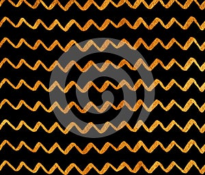 Golden hand drawn stripes background, chevron.