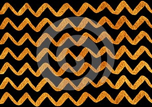 Golden hand drawn stripes background, chevron.