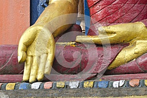 Golden hands of Buddha statue in Kathmandu, Nepal