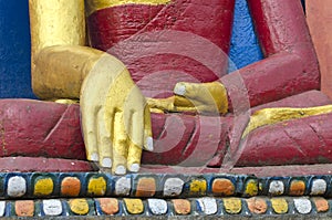 Golden hands of Buddha statue in Kathmandu, Nepal