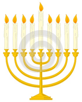 Golden Hanukkah Menorah photo