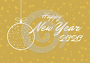 Golden Happy New Year 2020 on a starry christmas background vector
