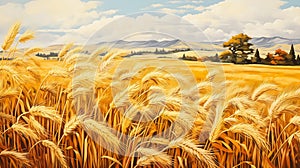 Golden Harvest: A Vibrant Homage to the Lone Tree in the Wheat F photo