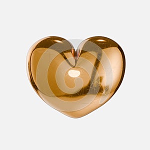 Golden heart 3D render. Love and Valentine's day symbol.