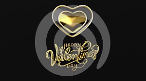 Golden heart balloons on black background, Black and gold colors, Valentine`s day concept background