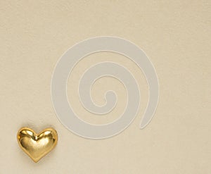 Golden heart brooch. Happy valentines day. Beauty and jewelry concept. Gift for Valentines day. Top view