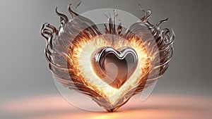 golden heart in the fire flaming heart that beats with warmth