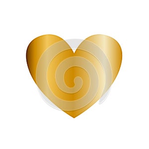 Golden heart icon, clip art isolated on white background. Gold heart sign, symbol of love photo