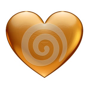 Golden Heart Isolated on a White Background