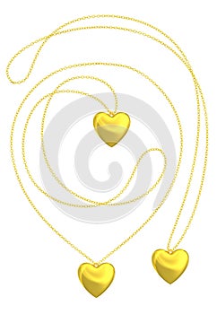 Golden heart pendant isolated necklace photo