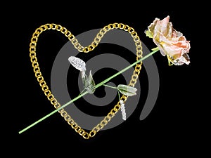 Golden heart and rose