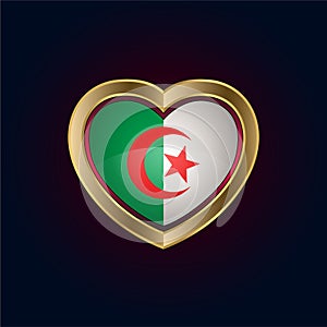 Golden heart shaped Illustration of Algeria flag