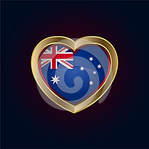 Golden heart shaped Illustration of Australia flag