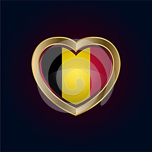 Golden heart shaped Illustration of Belgium flag