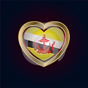 Golden heart shaped Illustration of Brunei flag