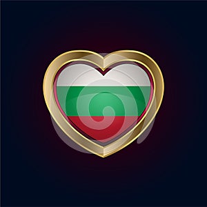 Golden heart shaped Illustration of Bulgaria flag