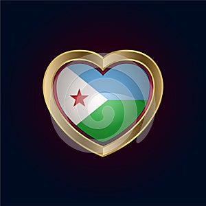 Golden heart shaped Illustration of Djibouti flag