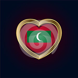 Golden heart shaped Illustration of Maldives flag