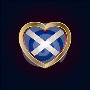 Golden heart shaped Illustration of Scotland flag