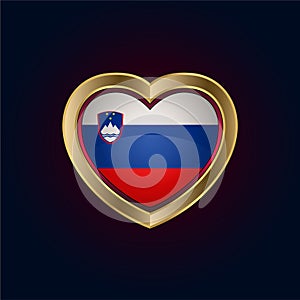 Golden heart shaped Illustration of Slovenia flag