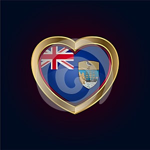 Golden heart shaped Illustration of ST. Helena flag