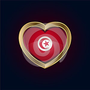 Golden heart shaped Illustration of Tunisia flag
