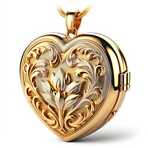 Golden Heart Shaped Locket Pendant