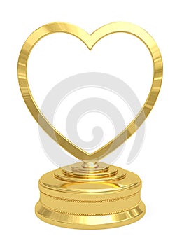 Golden heart shaped prize with blank plate