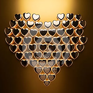Golden Heart Shaped Wall Art