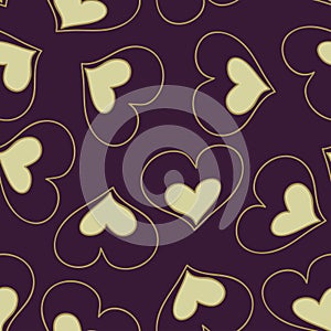 Golden heart shapes seamless pattern