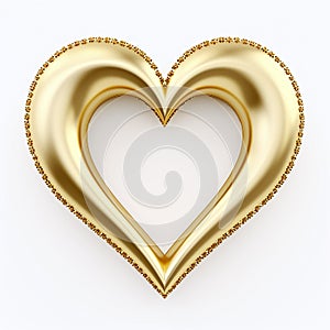 Golden Heart With Sparkling Edges on a White Background