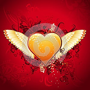 Golden heart, vector