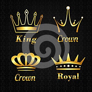 Golden crown labels set
