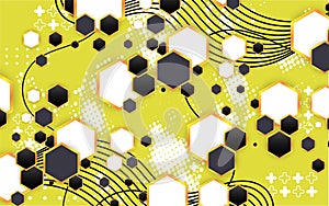 A golden hexagon geometric background