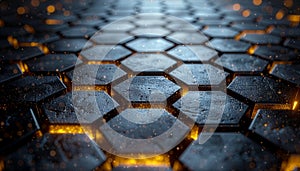 Golden Hexagonal Grid Technology Texture
