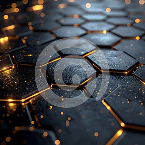 Golden Hexagonal Grid Technology Texture