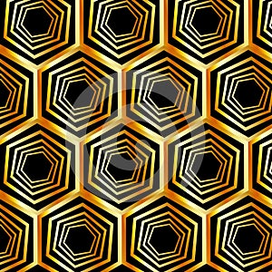 Golden hexagonal optical illusion
